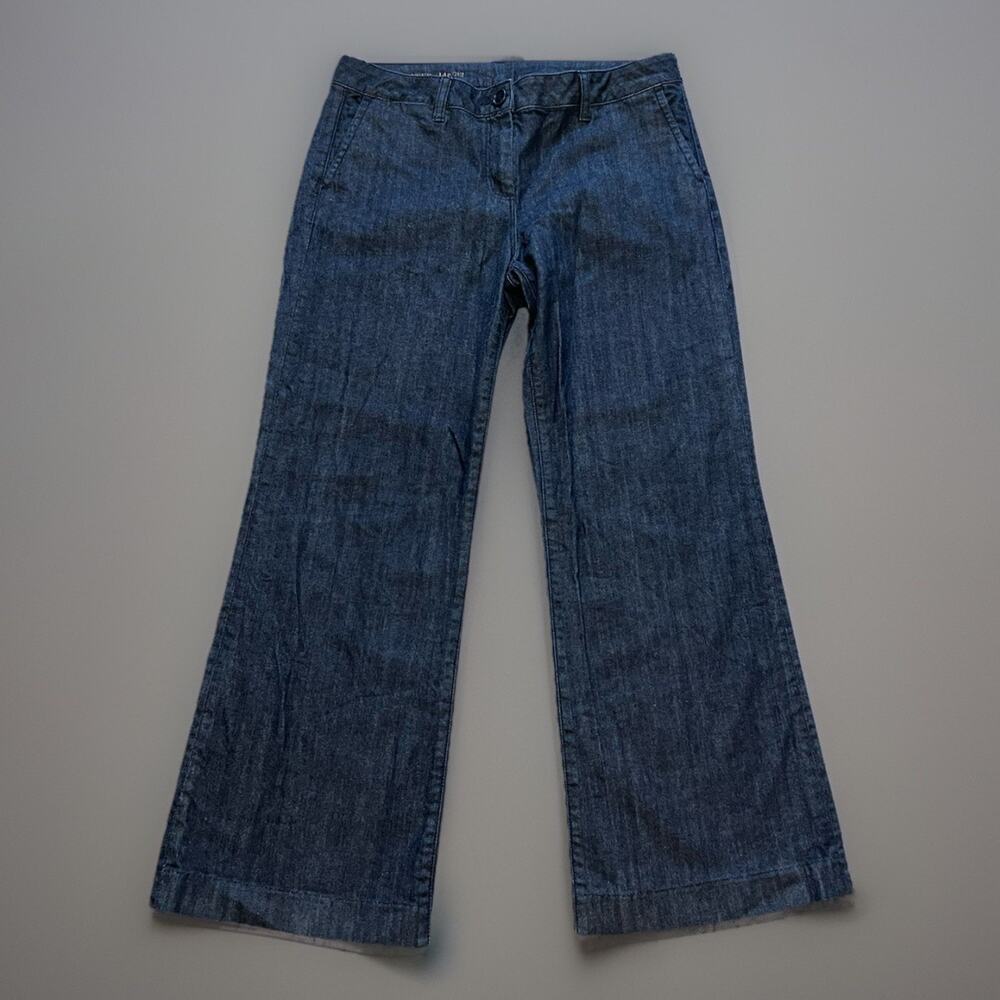 Talbots Wide Leg Dark Wash Denim Jeans Trousers Tag Size 14P/32 (34x30)